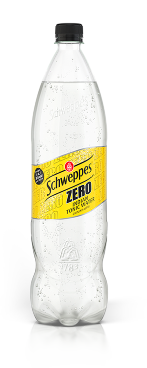 1,25 Liter Flasche Schweppes Indian Tonic Water Zero.
