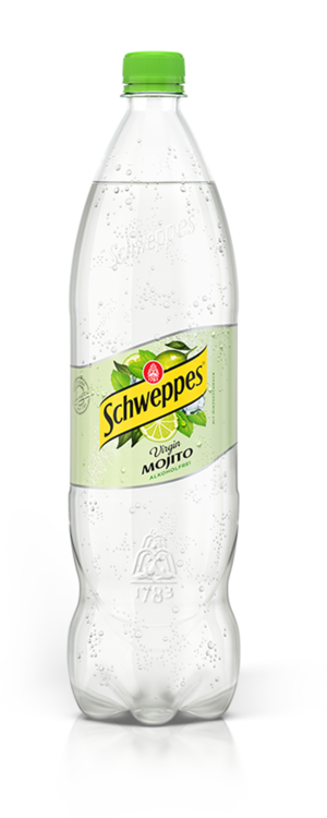 1,25 Liter Flasche Schweppes Virgin Mojito, alkoholfreier Cocktail.