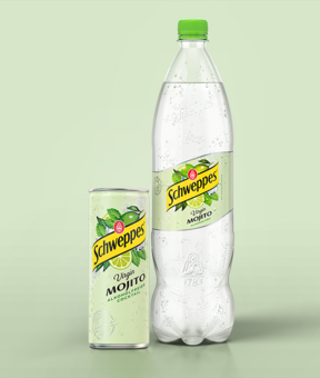 Schweppes Virgin Mojito –  0,33 Liter Dose neben 1,25 Liter Flasche, alkoholfreier Cocktail.