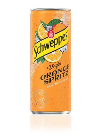 0,33 Liter Dose Schweppes Virgin Orange Spritz, alkoholfrei.