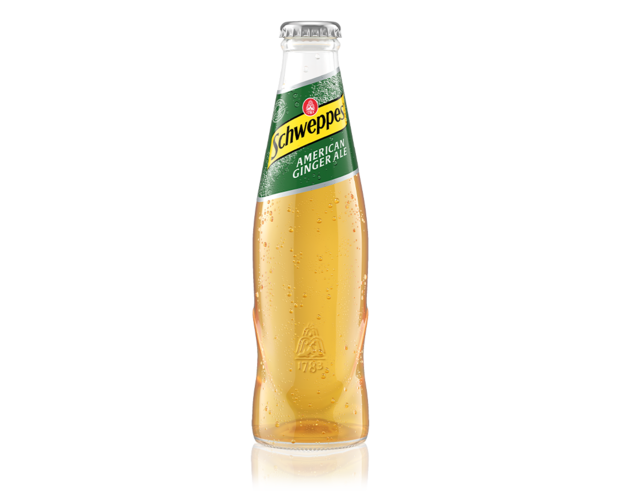 0,2 Liter Flasche Schweppes American Ginger Ale.