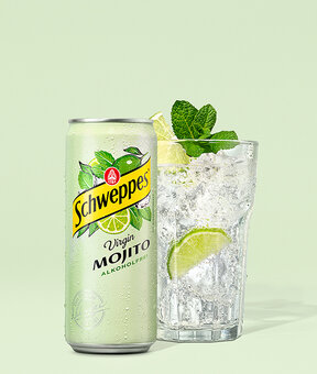 Schweppes Virgin Mojito –  0,33 Liter Dose neben 1,25 Liter Flasche, alkoholfreier Cocktail.