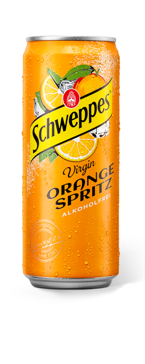0,33 Liter Dose Schweppes Virgin Orange Spritz, alkoholfreier Aperitif.