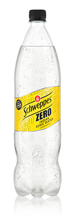 1,25 Liter Flasche Schweppes Indian Tonic Water Zero.